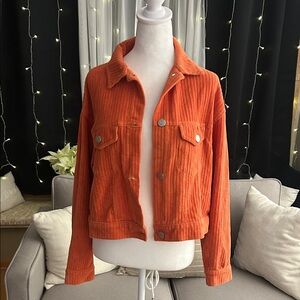 Double Zero Vibrant Orange Corduroy Jacket